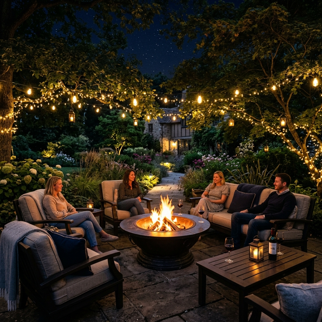 Bonfire area evening