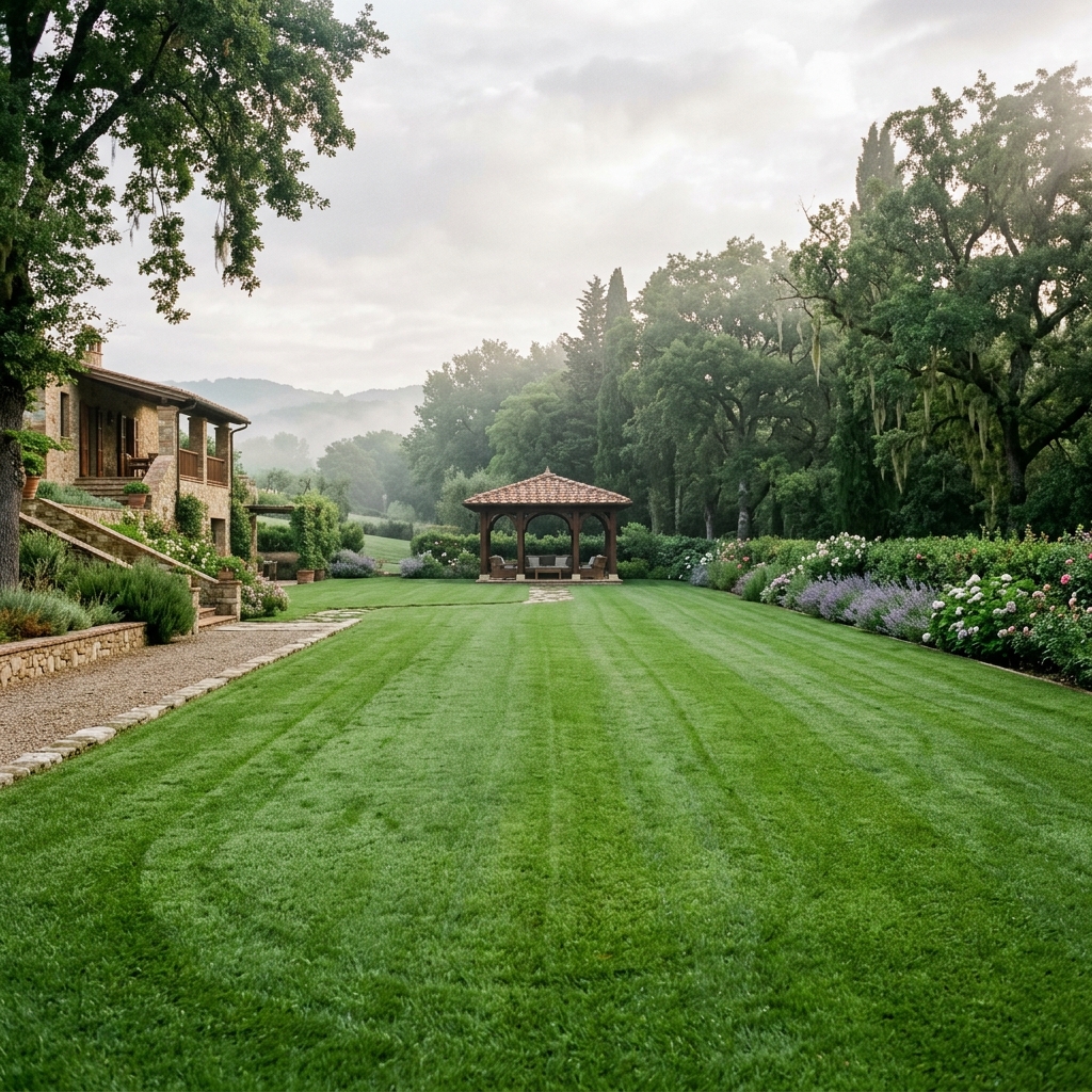 Manicured private lawn