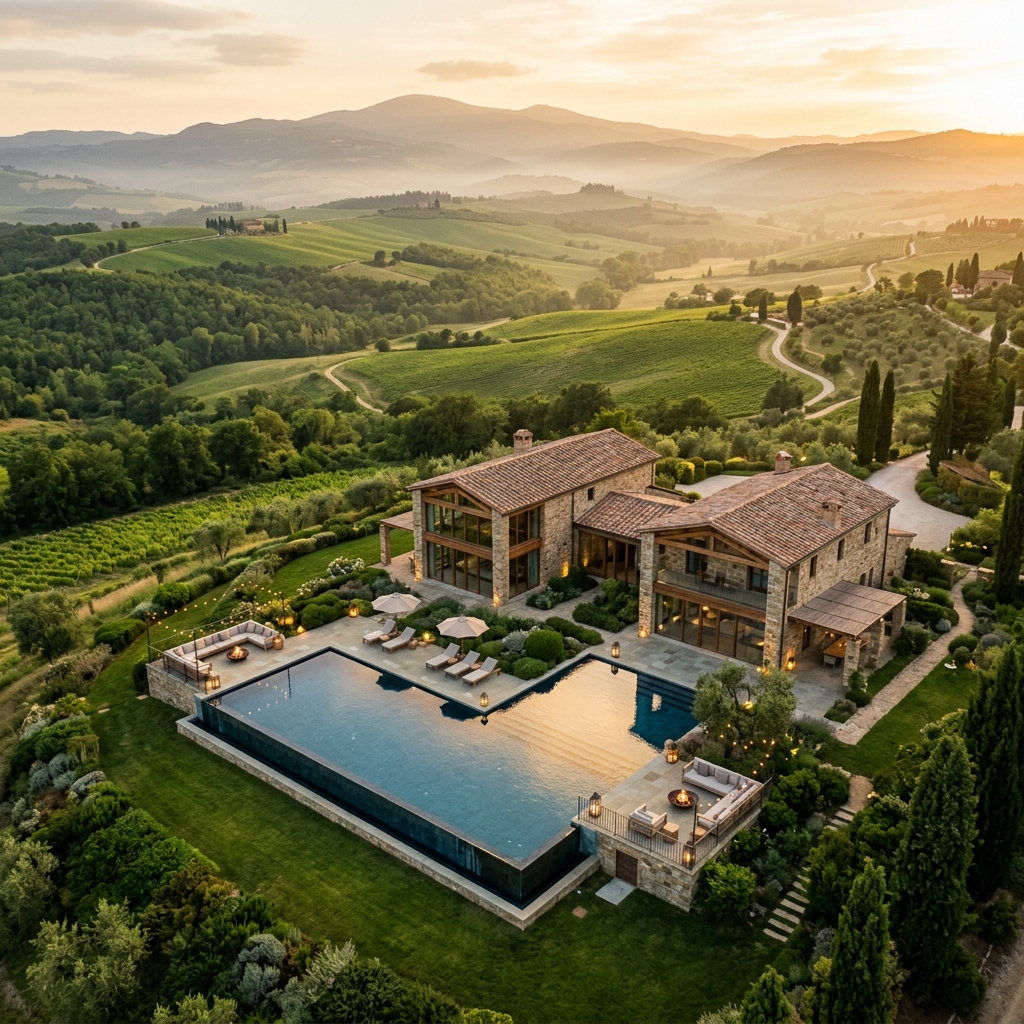 Luxury villa aerial view